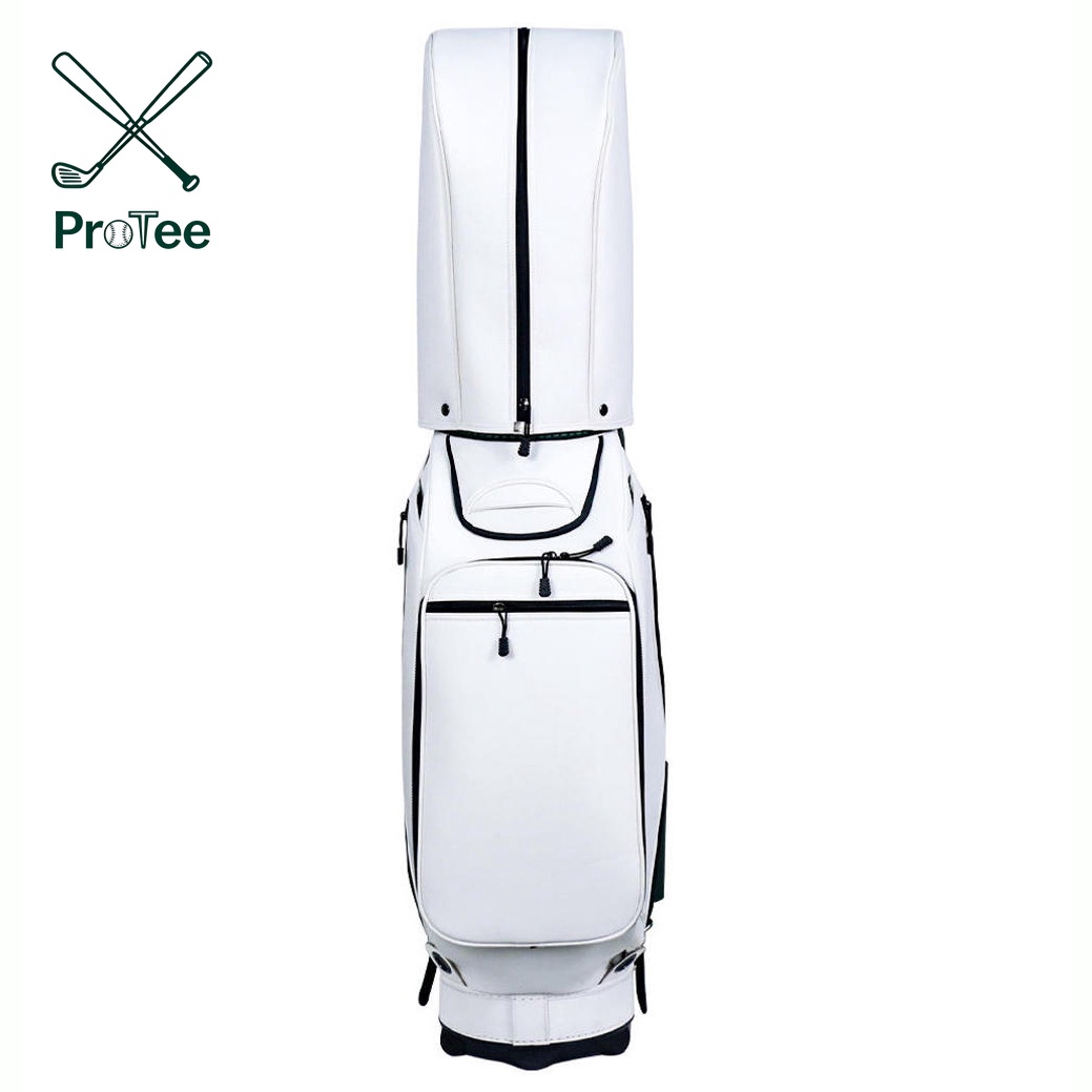 Durable PU Leather Lightweight Golf Cart Bag with Golf Shoe Bag and 5-way Top Dividers for Men and Women Driving Range