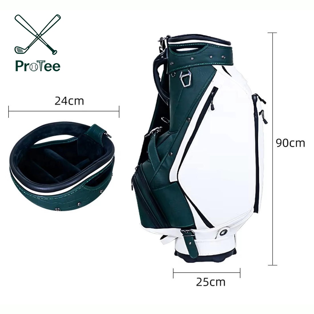 Durable PU Leather Lightweight Golf Cart Bag with Golf Shoe Bag and 5-way Top Dividers for Men and Women Driving Range