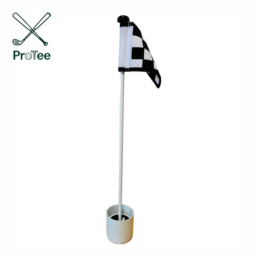 Golf Flagstick Mini Practice Putting Green Flags for Yard Fiberglass Portable 1 Section Design Double Side Checkered Flag