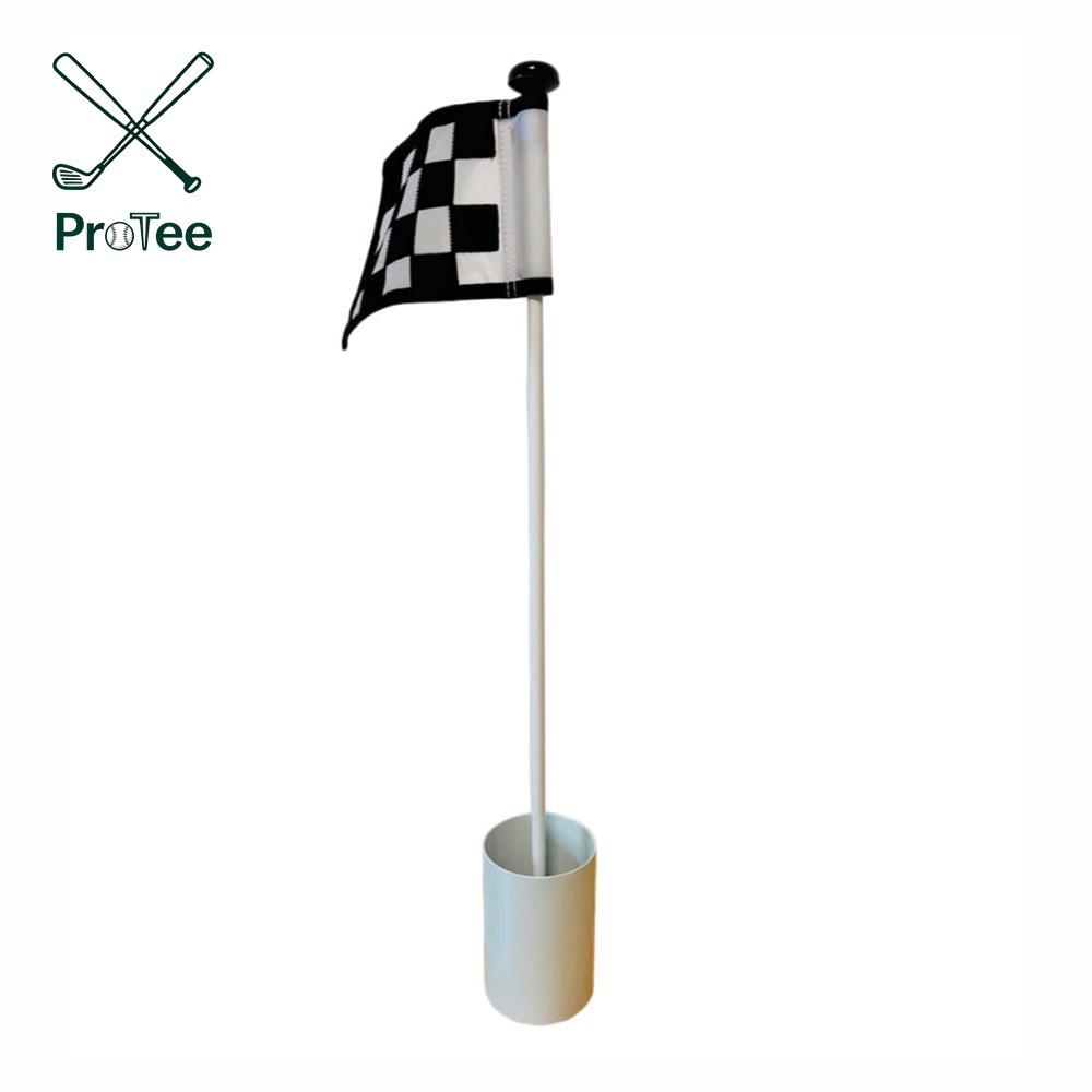 Golf Flag Hole Cup Set Checkered Golf Flag with 6 Inch Cup and Tube Inserted Mini Practice Putting Green for Garden Yard