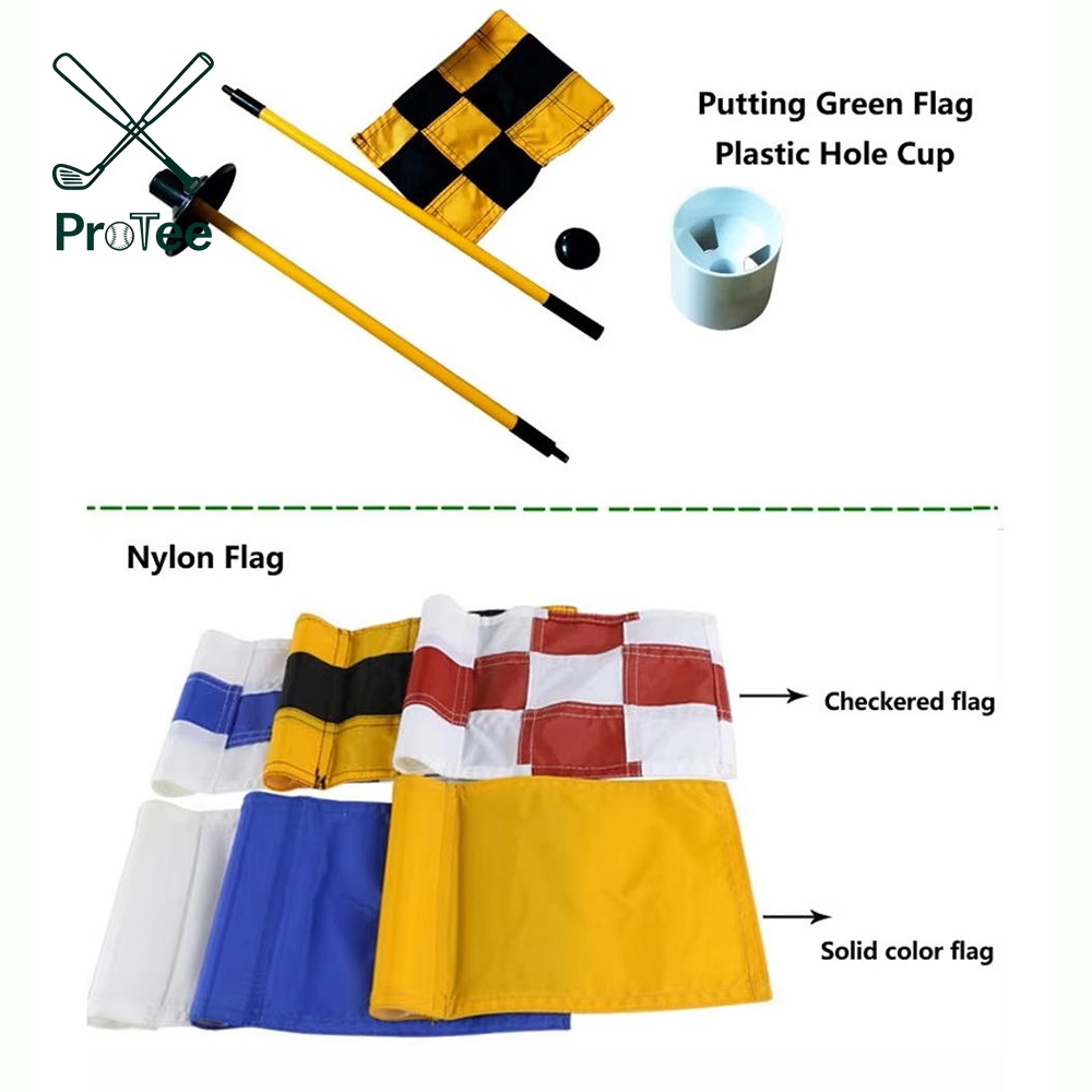 Indoor Outdoor Golf Course Practice Flagstick Golf Putting Green Flag Hole Cup Set Nylon Flag Plastic Hole Cup Fiberglass Tube