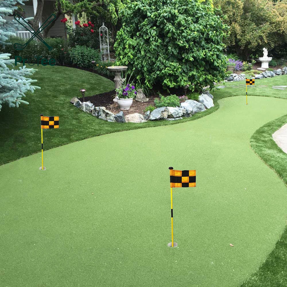 Indoor Outdoor Golf Course Practice Flagstick Golf Putting Green Flag Hole Cup Set Nylon Flag Plastic Hole Cup Fiberglass Tube