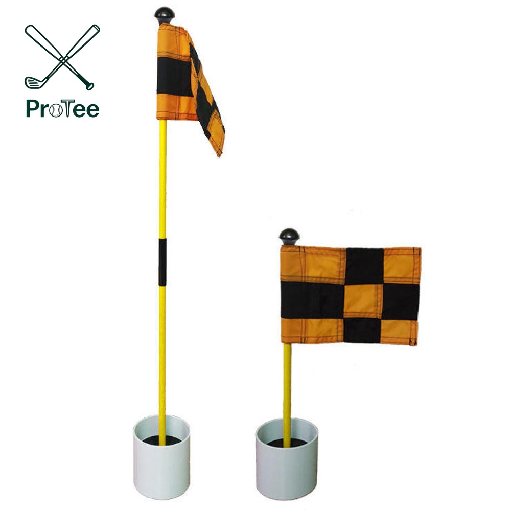 Indoor Outdoor Golf Course Practice Flagstick Golf Putting Green Flag Hole Cup Set Nylon Flag Plastic Hole Cup Fiberglass Tube