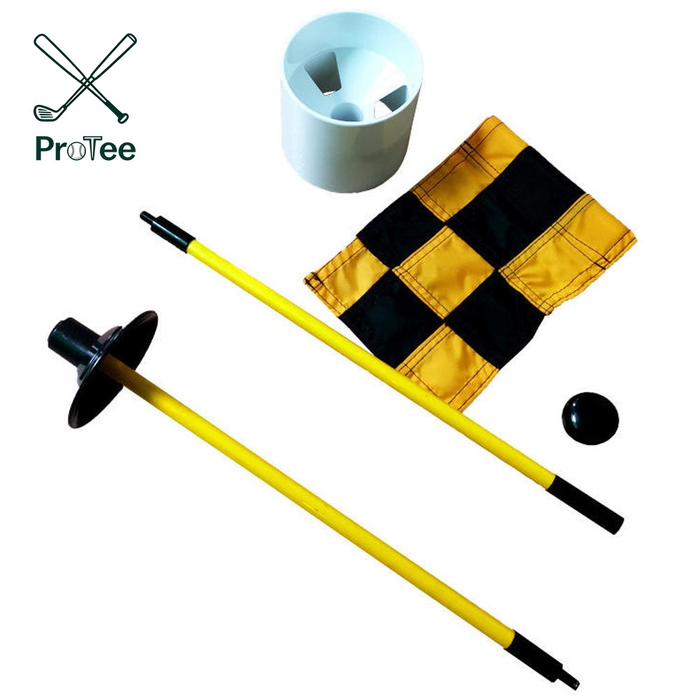 Indoor Outdoor Golf Course Practice Flagstick Golf Putting Green Flag Hole Cup Set Nylon Flag Plastic Hole Cup Fiberglass Tube