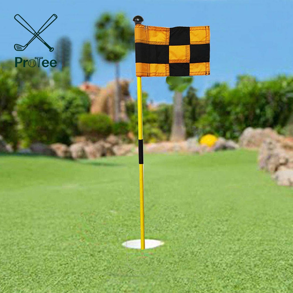 Indoor Outdoor Golf Course Practice Flagstick Golf Putting Green Flag Hole Cup Set Nylon Flag Plastic Hole Cup Fiberglass Tube