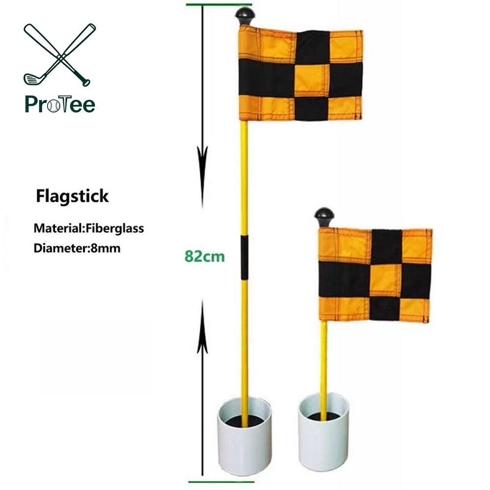 Indoor Outdoor Golf Course Practice Flagstick Golf Putting Green Flag Hole Cup Set Nylon Flag Plastic Hole Cup Fiberglass Tube