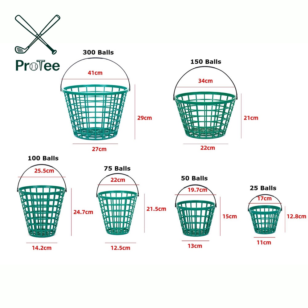 Nylon Plastic Golf Ball Basket Golf Ball Bucket 25/50/75/100/150/300 Balls Capacity Training Aid for Driving Range Balls Holder