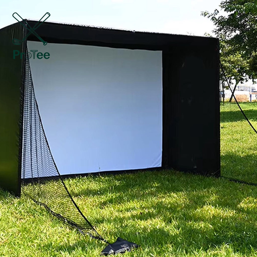 Complete Golf Simulator Enclosure Package 10*8FT Cage Golf Net with Target Cloth Golf Simulator Kit Indoor Training Aid