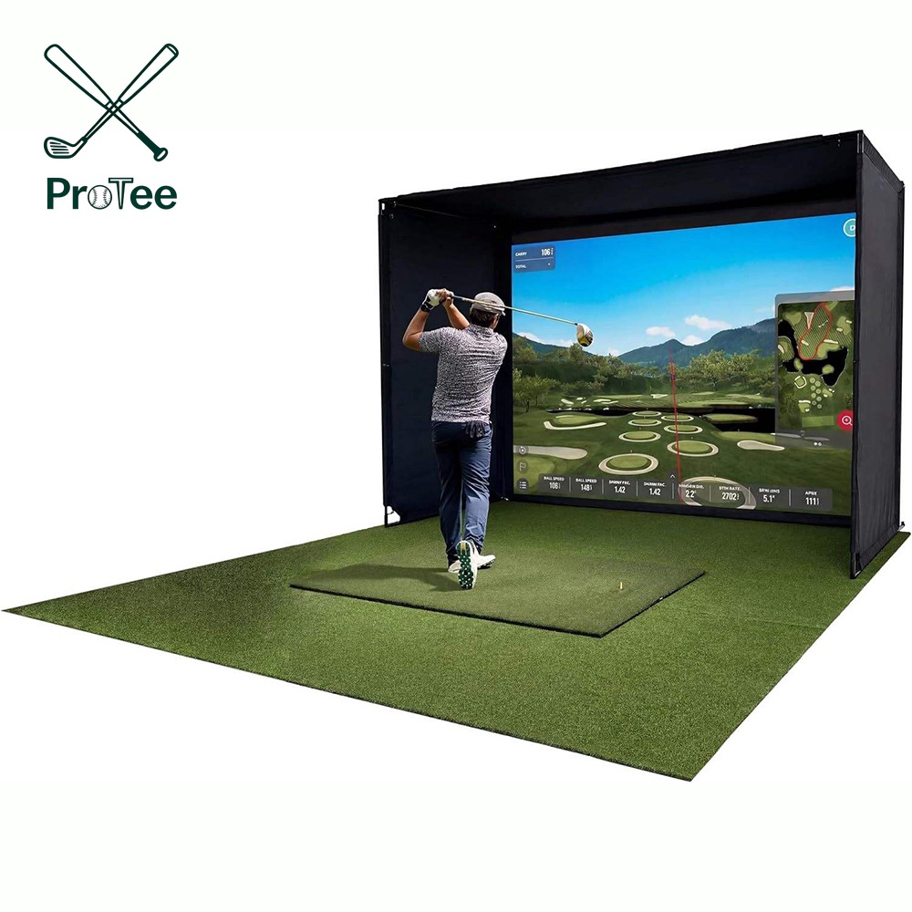 Complete Golf Simulator Enclosure Package 10*8FT Cage Golf Net with Target Cloth Golf Simulator Kit Indoor Training Aid
