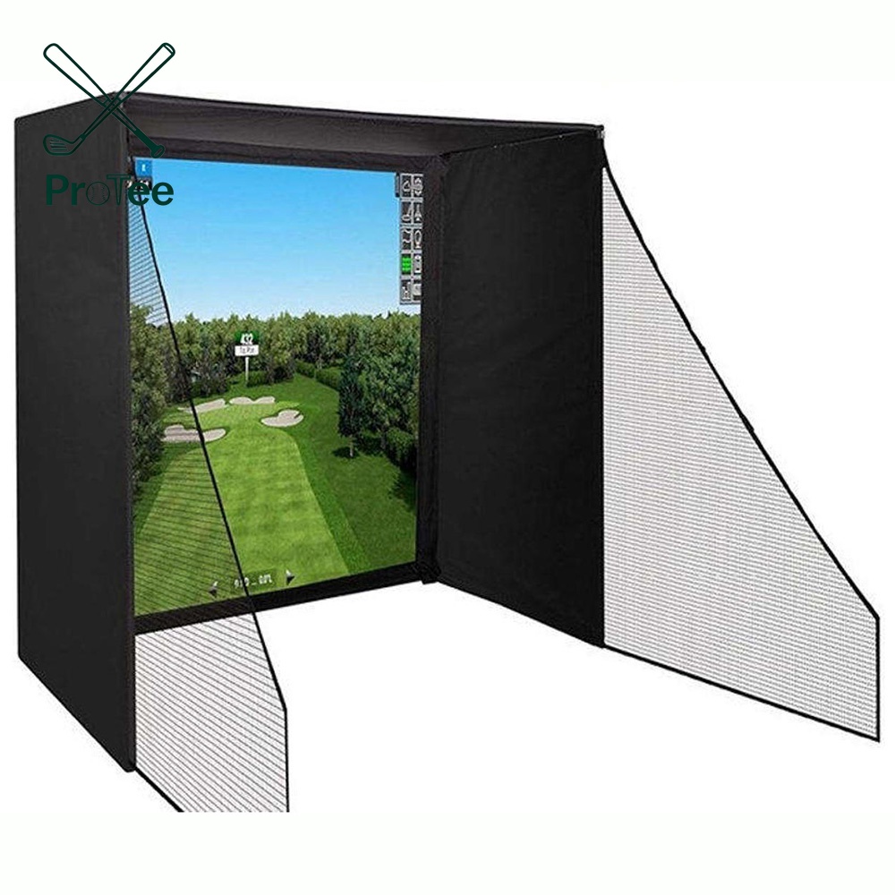 Complete Golf Simulator Enclosure Package 10*8FT Cage Golf Net with Target Cloth Golf Simulator Kit Indoor Training Aid