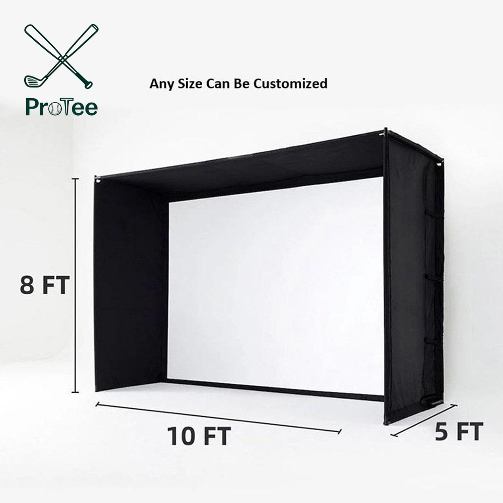 Complete Golf Simulator Enclosure Package 10*8FT Cage Golf Net with Target Cloth Golf Simulator Kit Indoor Training Aid