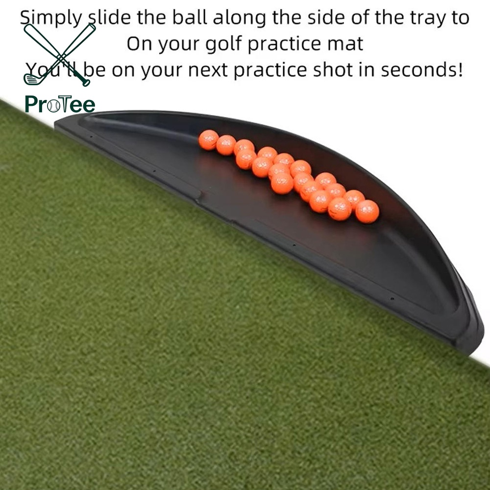 Durable Black Rubber Golf Ball Tray Large 100 Ball Capacity Golf Ball Holder for Putting Green Golf Training Equipment