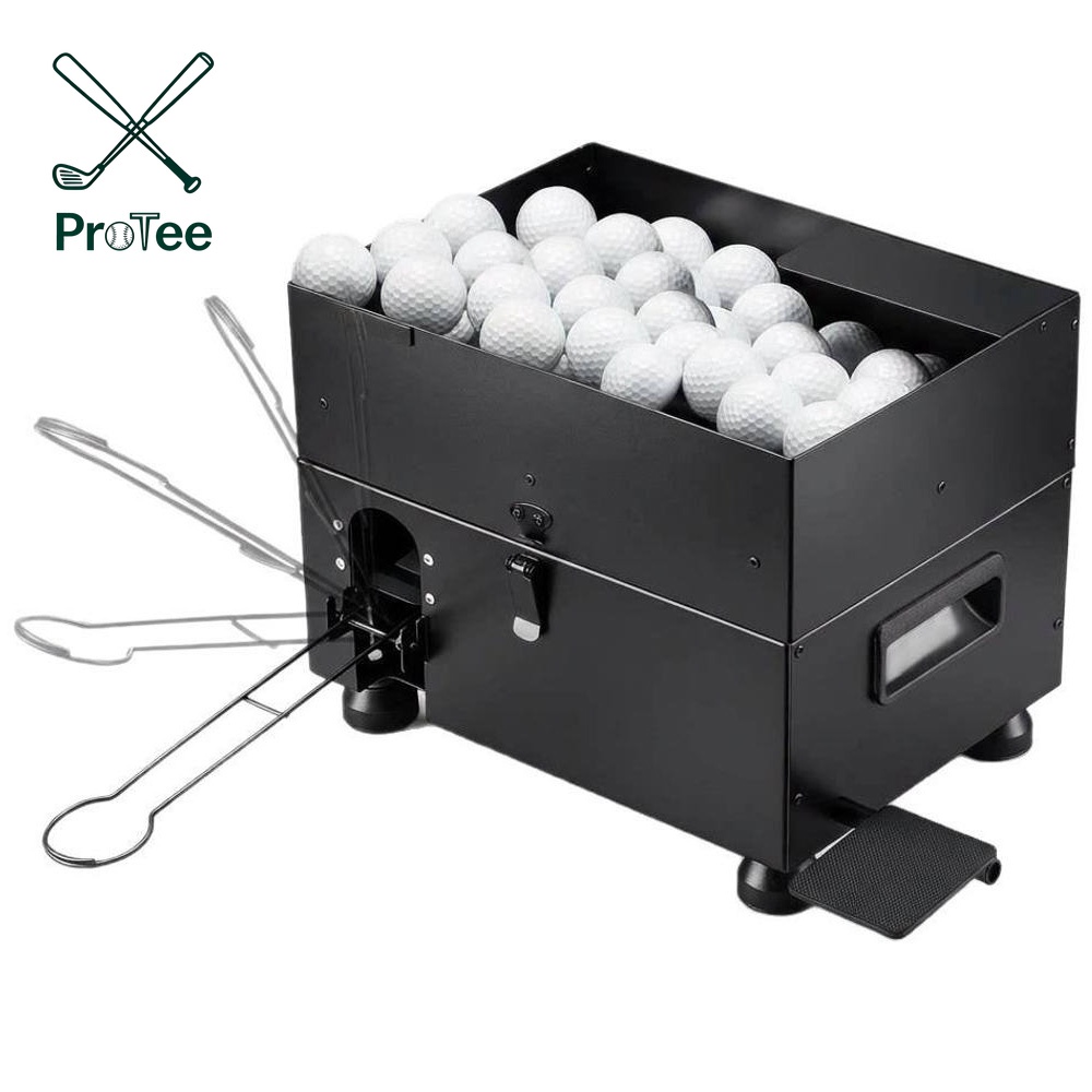 Golf Ball Dispenser Automatic Golf Ball Tee up Machine with Foot Pedal Operation 80 Balls Capacity Metal Construction