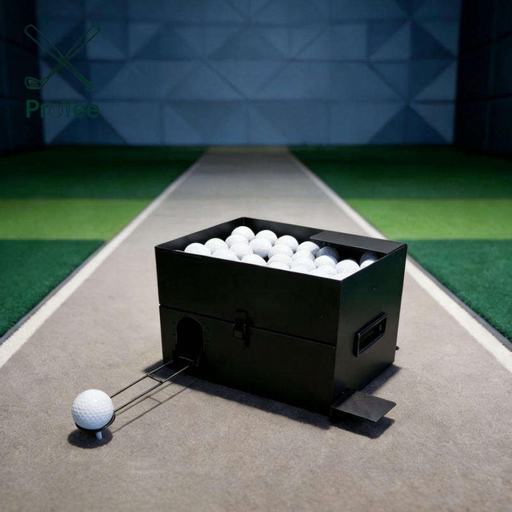 Golf Ball Dispenser Automatic Golf Ball Tee up Machine with Foot Pedal Operation 80 Balls Capacity Metal Construction