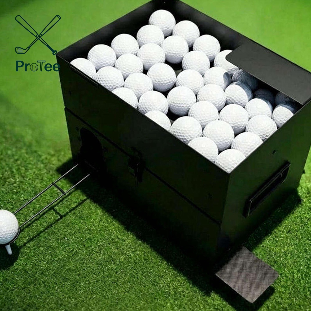 Golf Ball Dispenser Automatic Golf Ball Tee up Machine with Foot Pedal Operation 80 Balls Capacity Metal Construction