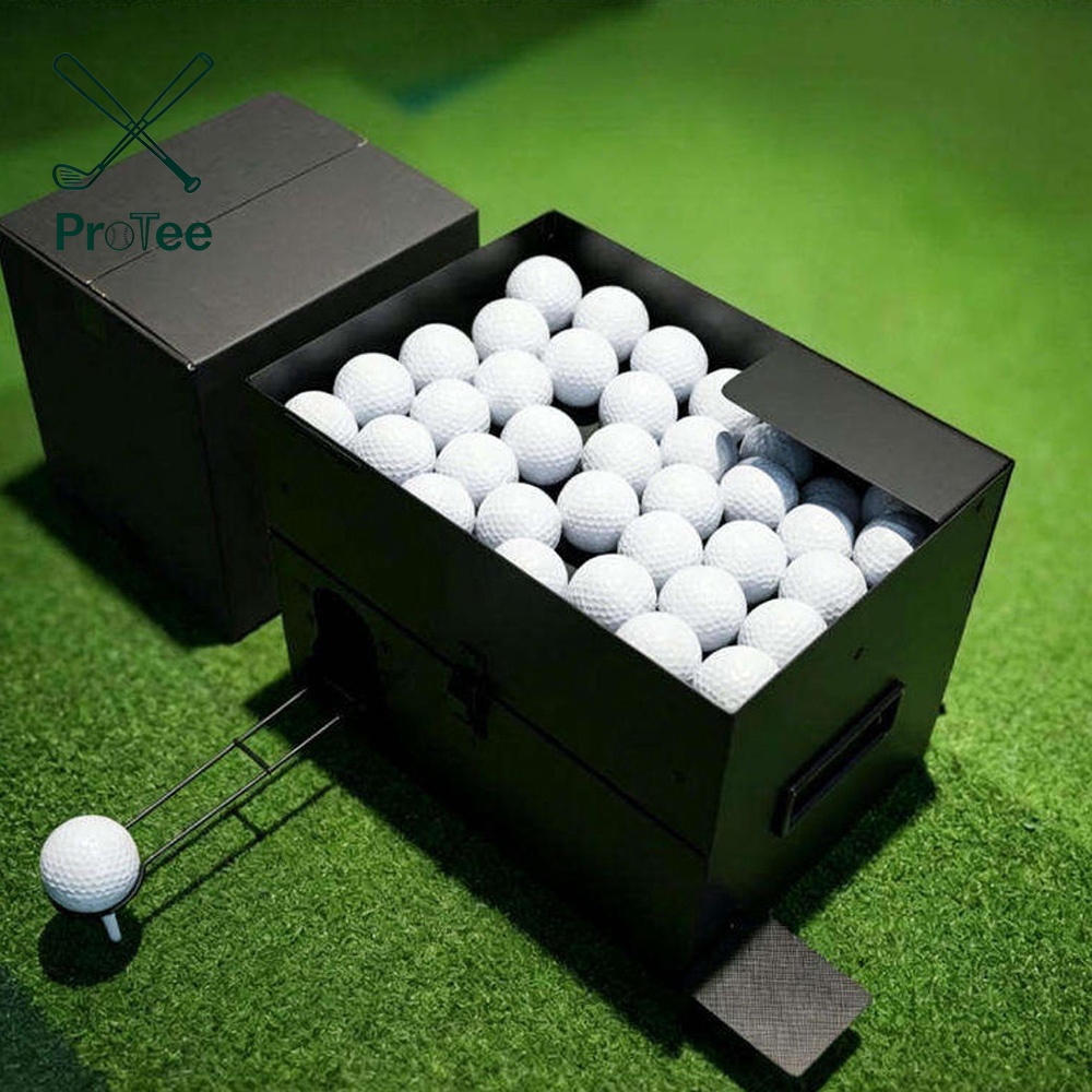Golf Ball Dispenser Automatic Golf Ball Tee up Machine with Foot Pedal Operation 80 Balls Capacity Metal Construction