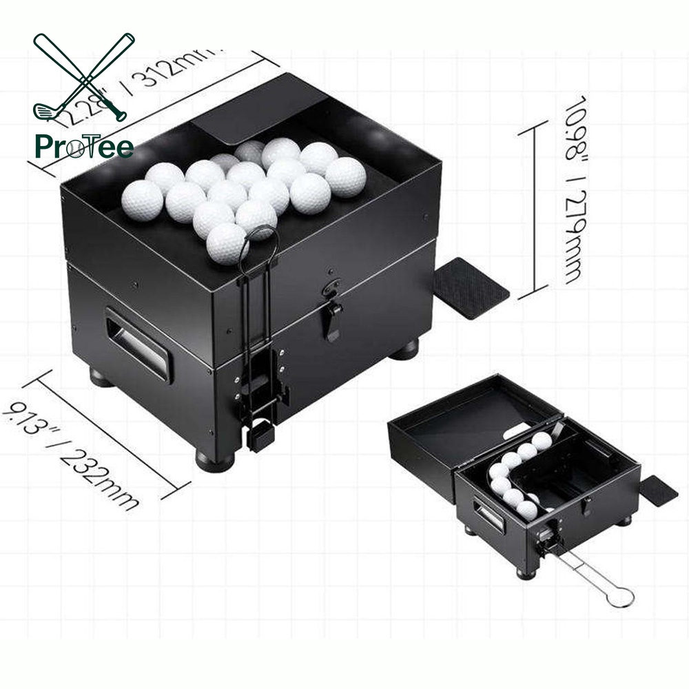 Golf Ball Dispenser Automatic Golf Ball Tee up Machine with Foot Pedal Operation 80 Balls Capacity Metal Construction