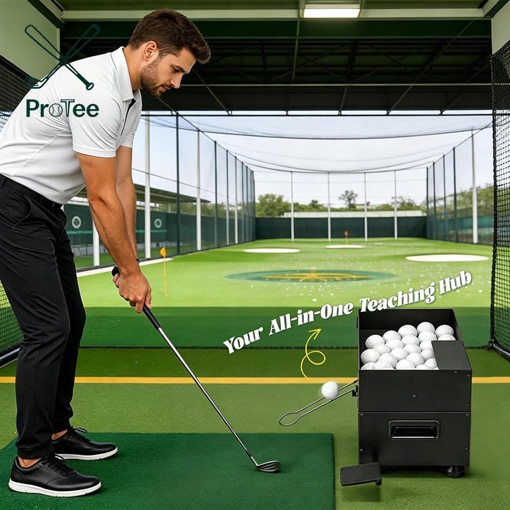 Black Golf Ball Launcher Feeder Semi-Automatic Practice Driving Machine for Driving Range 80-Ball Capacity Golf Ball Dispenser
