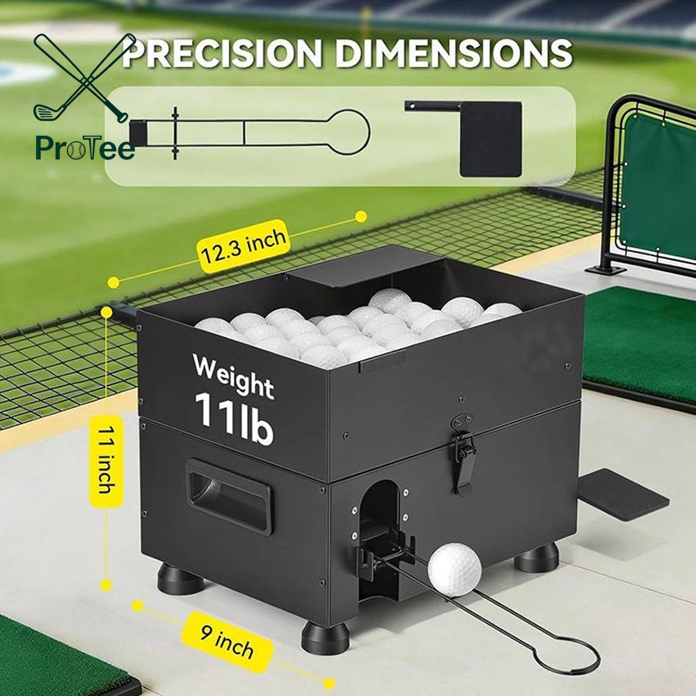 Black Golf Ball Launcher Feeder Semi-Automatic Practice Driving Machine for Driving Range 80-Ball Capacity Golf Ball Dispenser