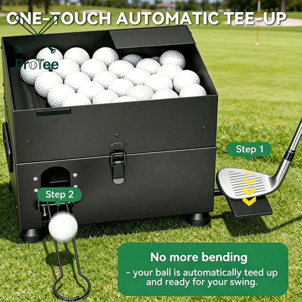 Black Golf Ball Launcher Feeder Semi-Automatic Practice Driving Machine for Driving Range 80-Ball Capacity Golf Ball Dispenser