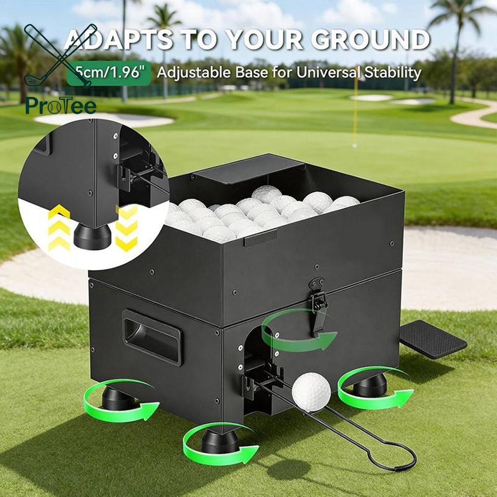 Black Golf Ball Launcher Feeder Semi-Automatic Practice Driving Machine for Driving Range 80-Ball Capacity Golf Ball Dispenser