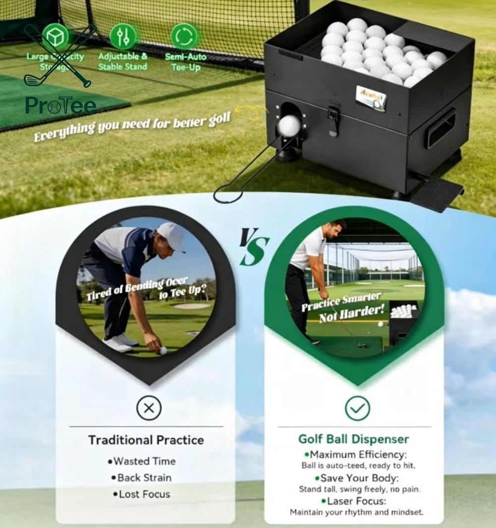 Black Golf Ball Launcher Feeder Semi-Automatic Practice Driving Machine for Driving Range 80-Ball Capacity Golf Ball Dispenser