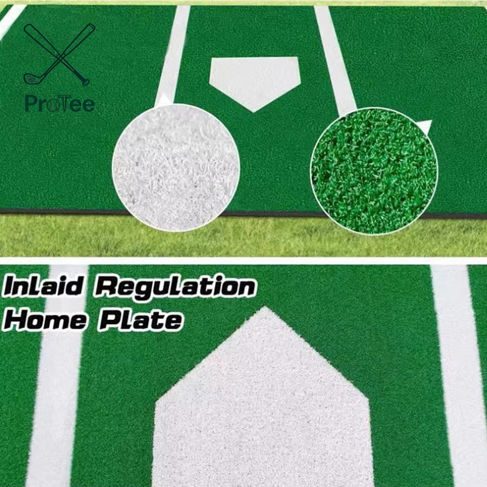 Baseball Hitting Mat with Antislip Rubber Backing 3.8ftx10ft Batting Cage Mat with Home Plate
