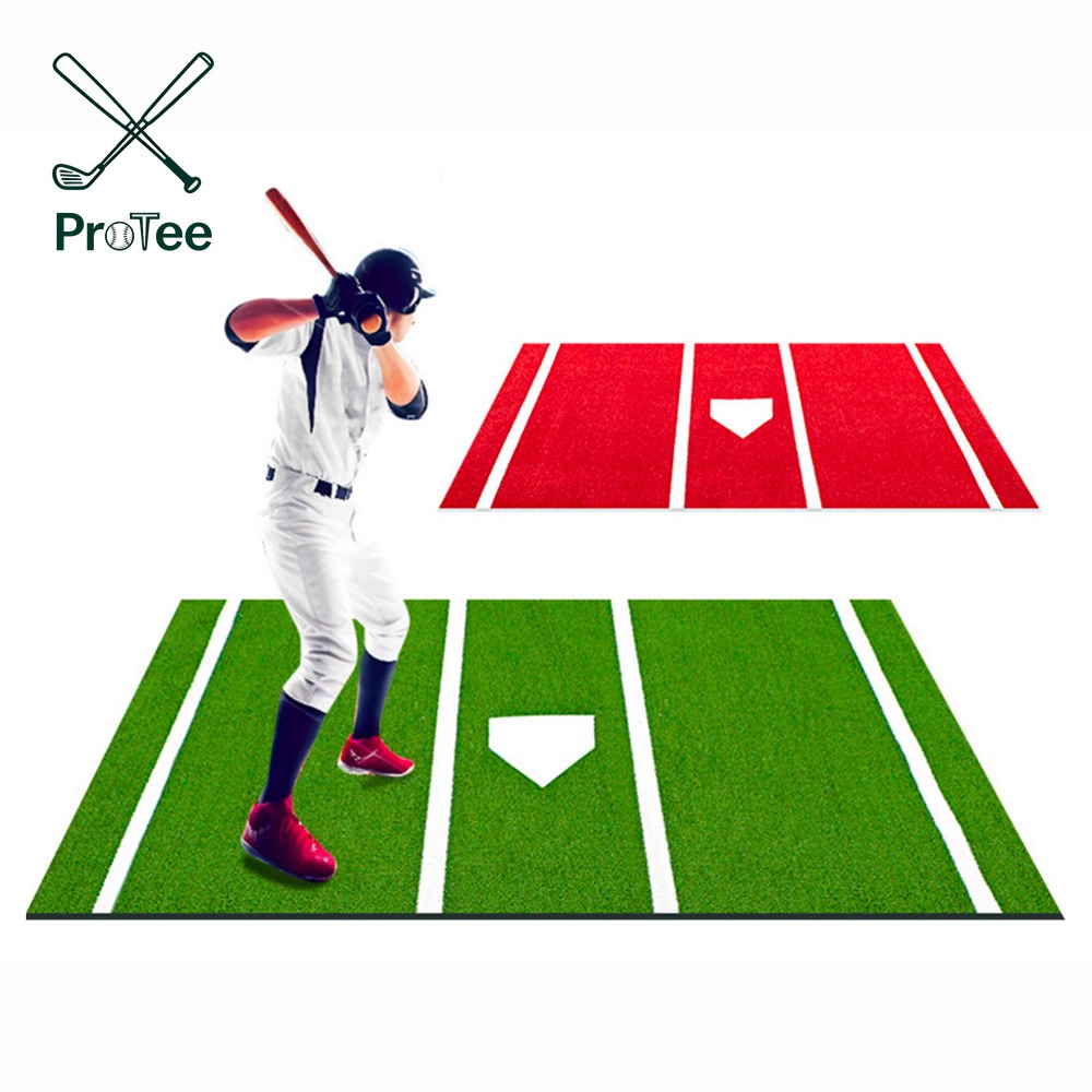 Baseball Hitting Mat with Antislip Rubber Backing 3.8ftx10ft Batting Cage Mat with Home Plate