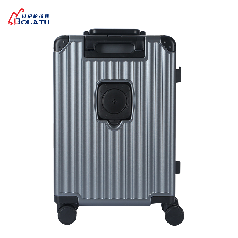 Unisex 20inch Luggage USB Charge Wide Trolley case Fashionable Business 100% PC Spinner Luggage Front Opening