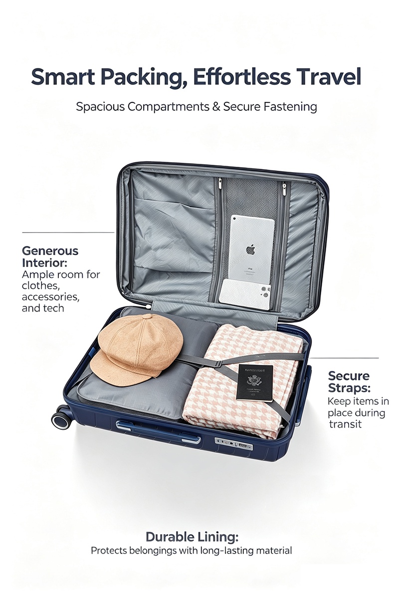 Accept OEM/ODM High Quality PP Trolley Luggage Trolley Bags Trolley Cases Hard-shell Luggage