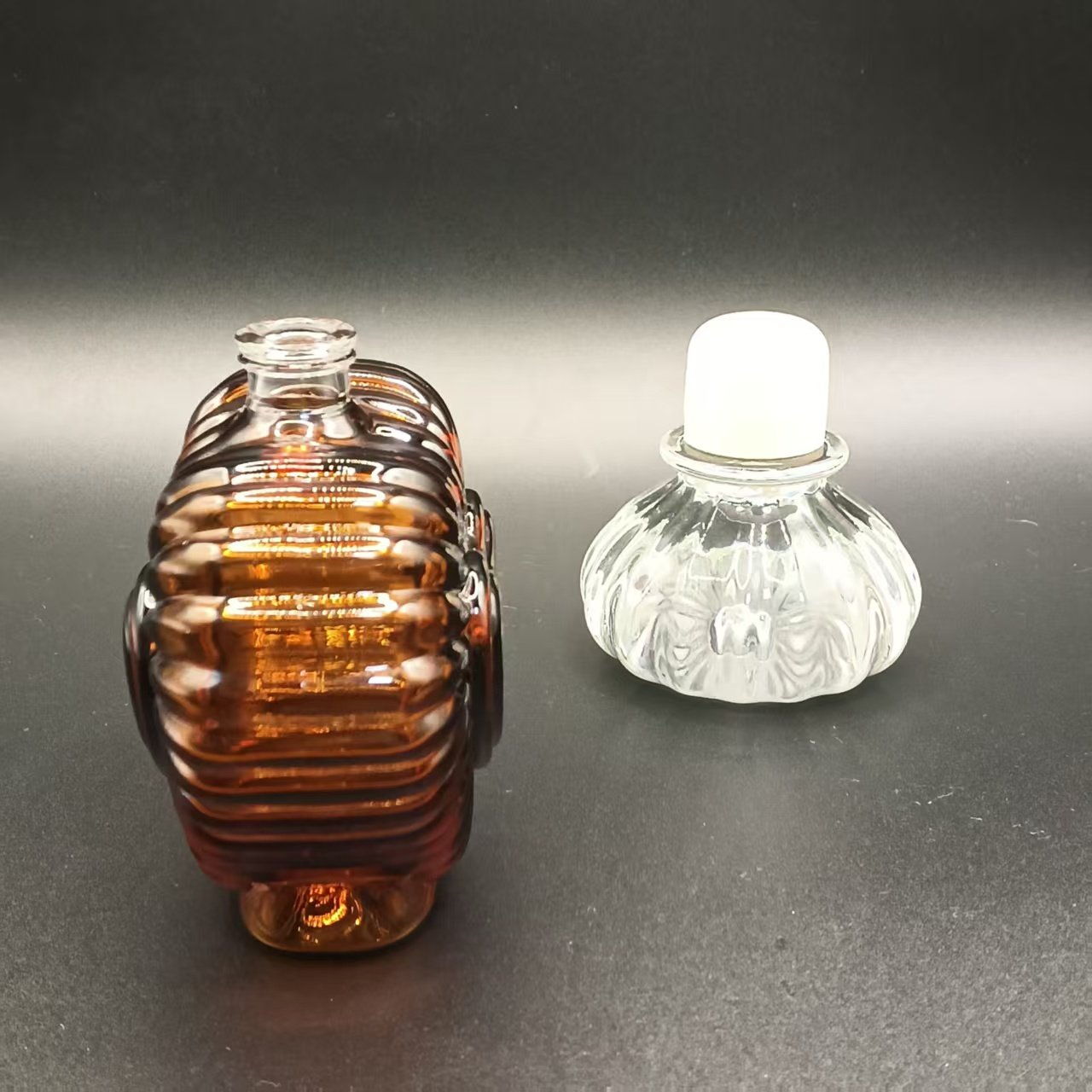 p-2,Brown Heart shape glass bottle