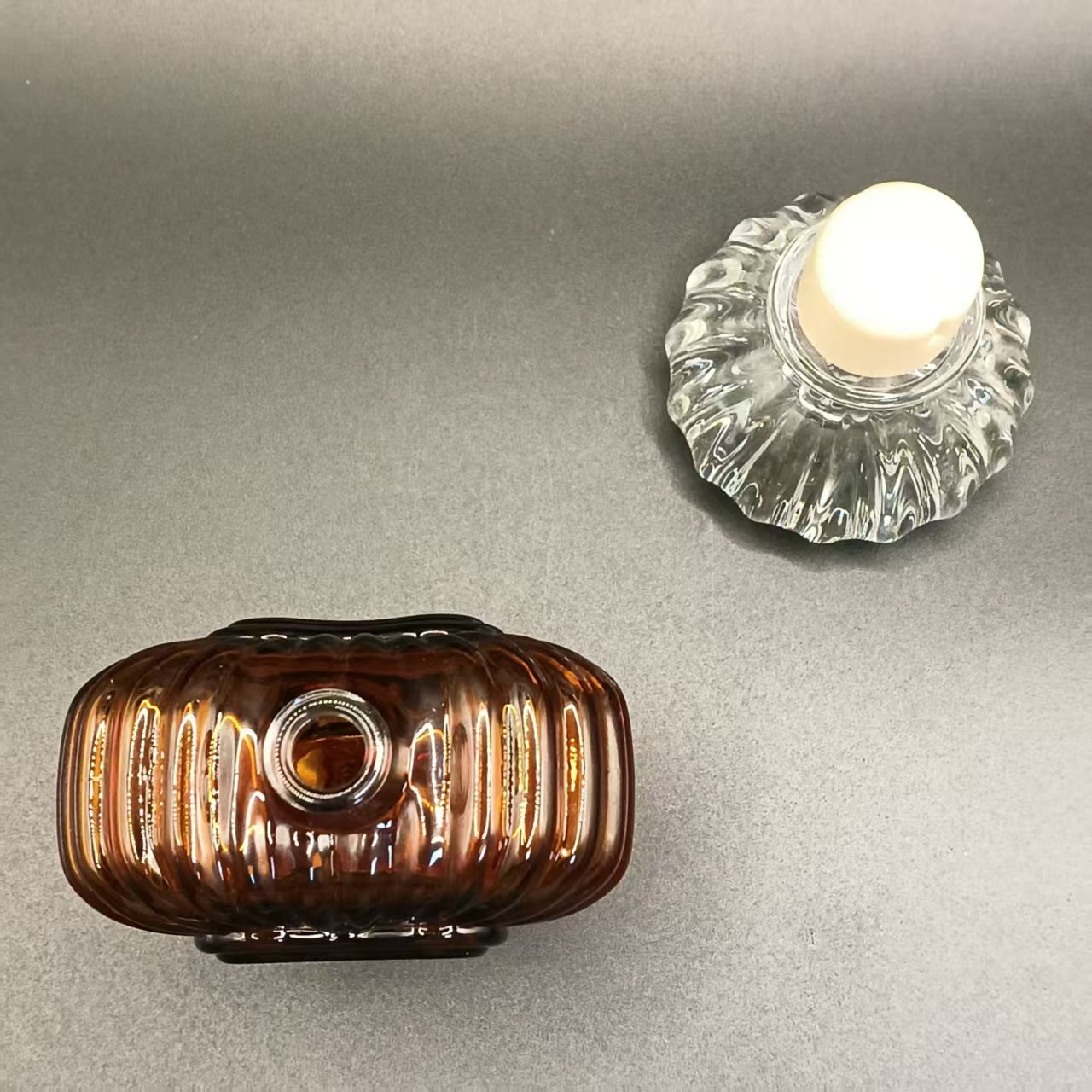 p-2,Brown Heart shape glass bottle