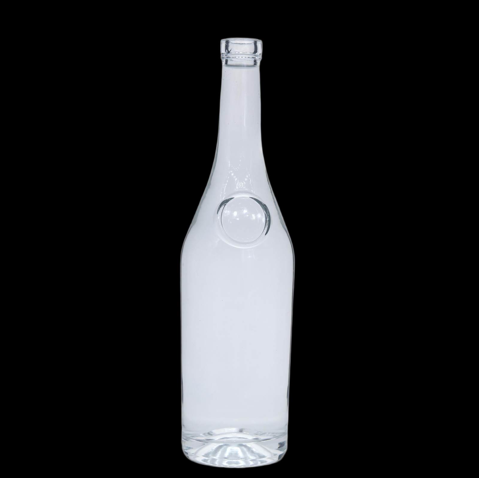 A8 700ml Long-neck elliptical relief-marked glass wine bottle for spirits