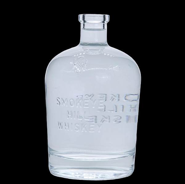 A9 750ml engraved wide-necked white brandy glass bottle