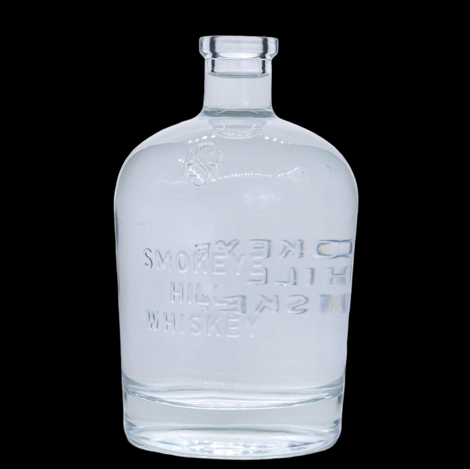 A9 750ml engraved wide-necked white brandy glass bottle