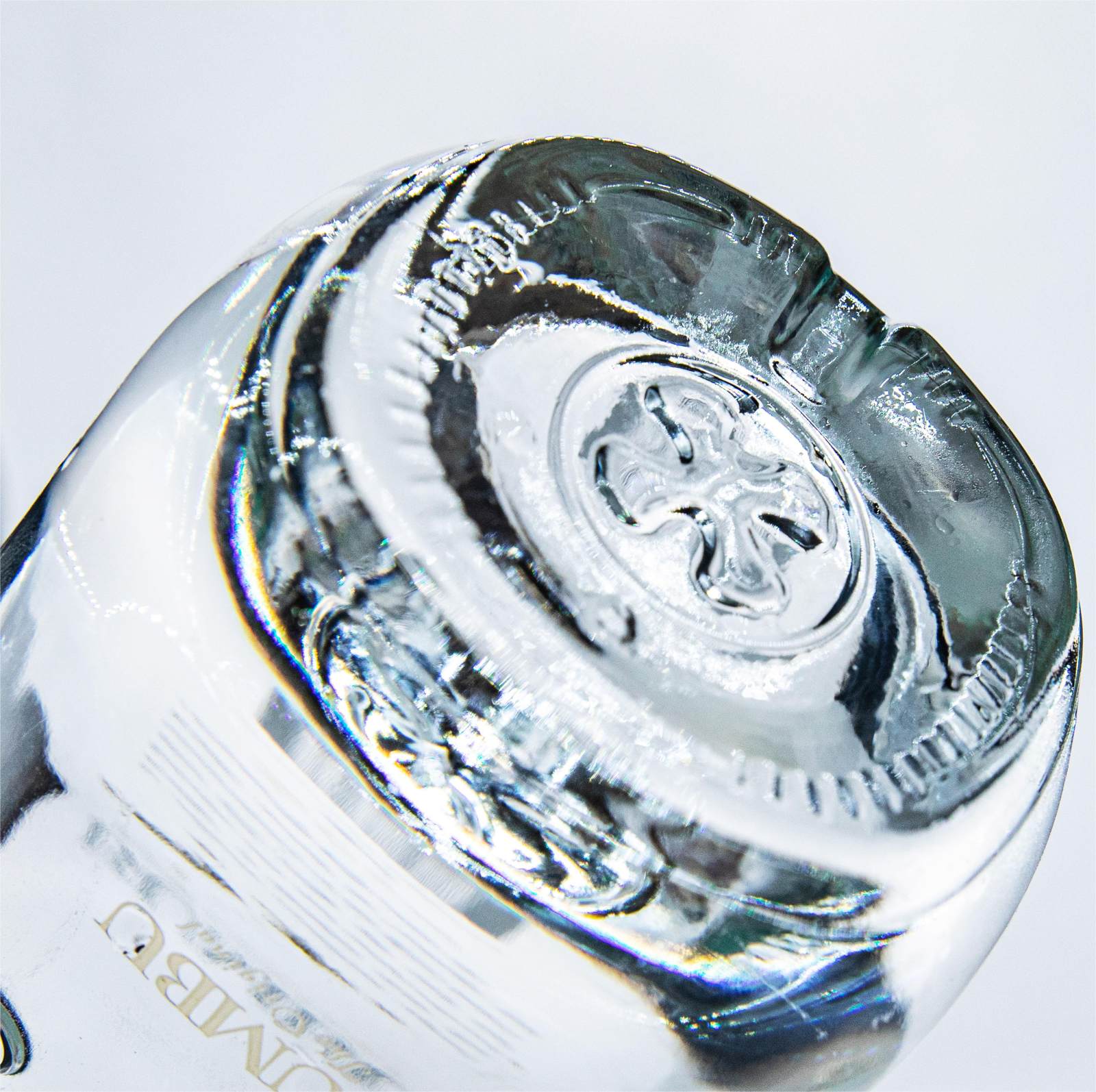 A26 Glass Rum Bottle, Embossed Liquor Bottle