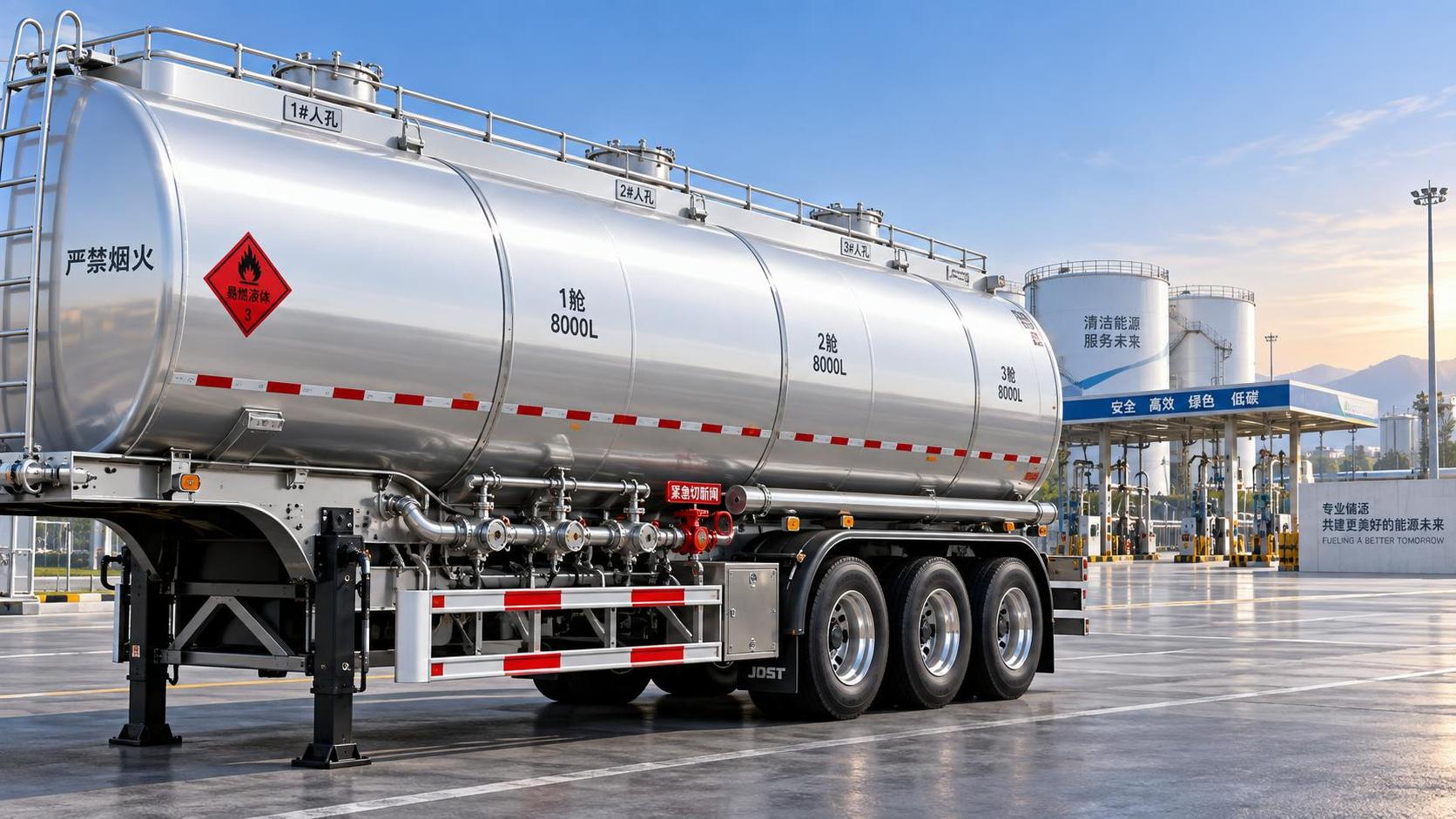 O que determina o custo de aquisição de um tanque de combustível com pescoço de ganso de 3 eixos e 60000 L
