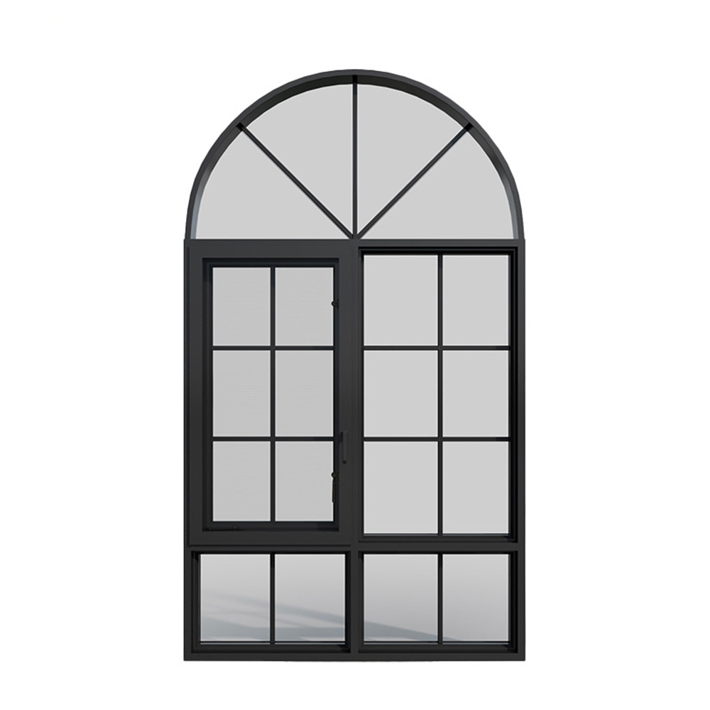 curved-top retro Cretan-style aluminum window
