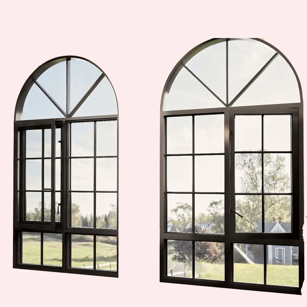 curved-top retro Cretan-style aluminum window