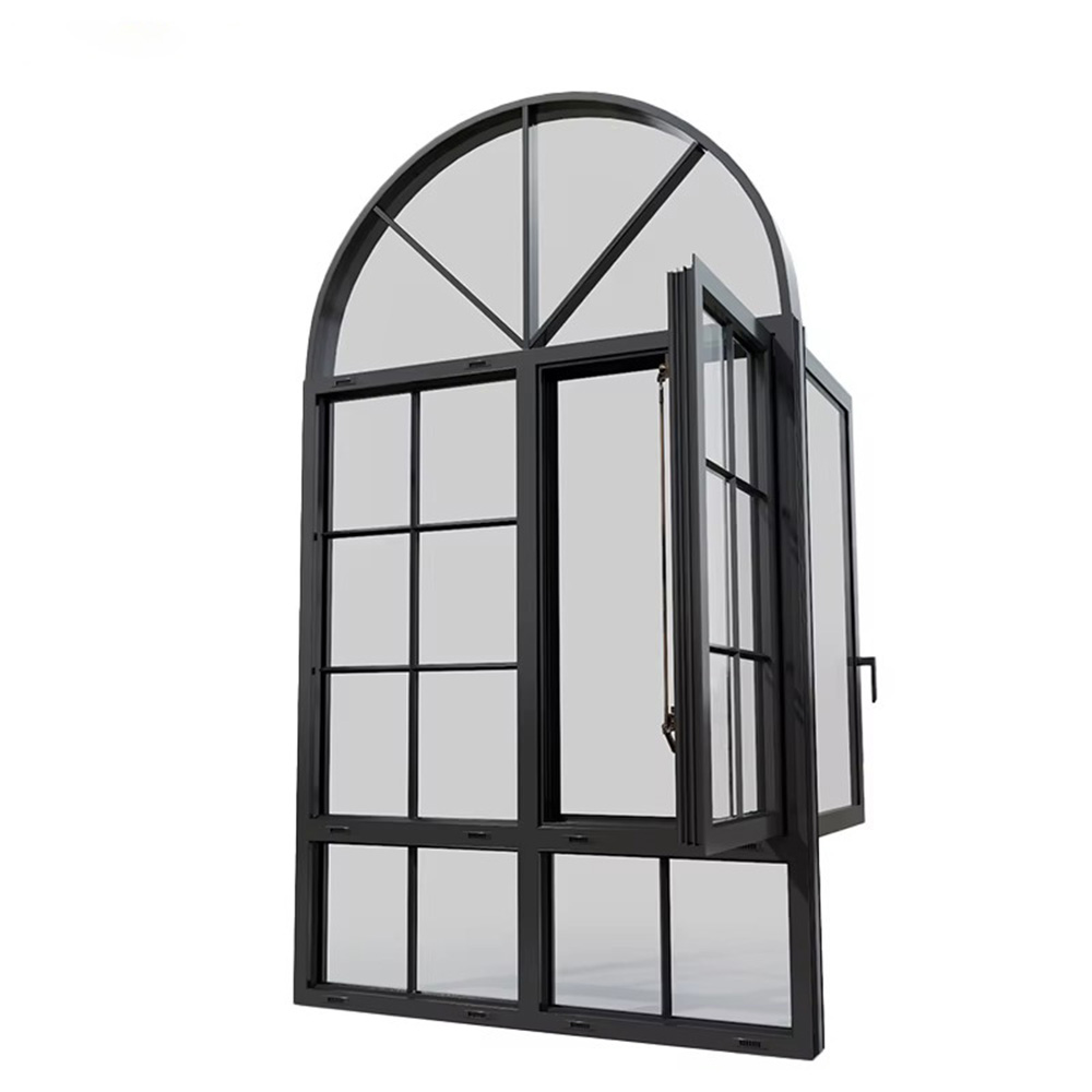 curved-top retro Cretan-style aluminum window