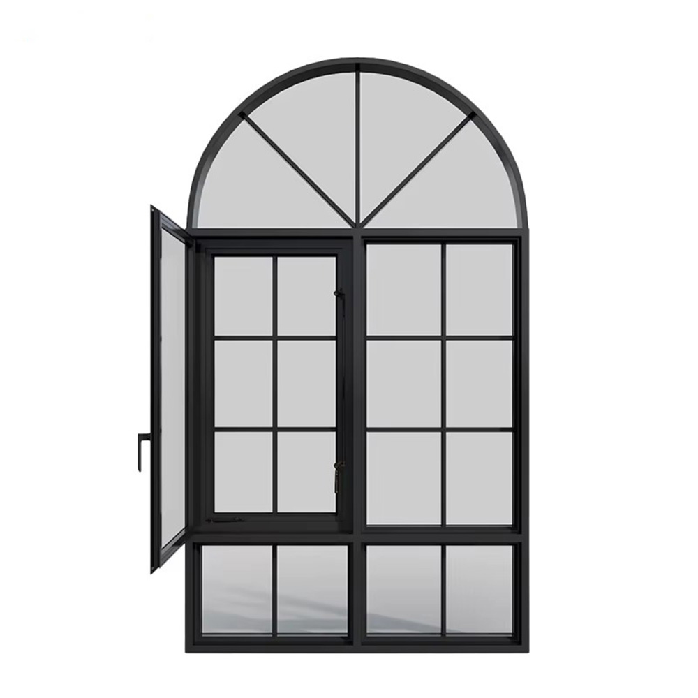 curved-top retro Cretan-style aluminum window