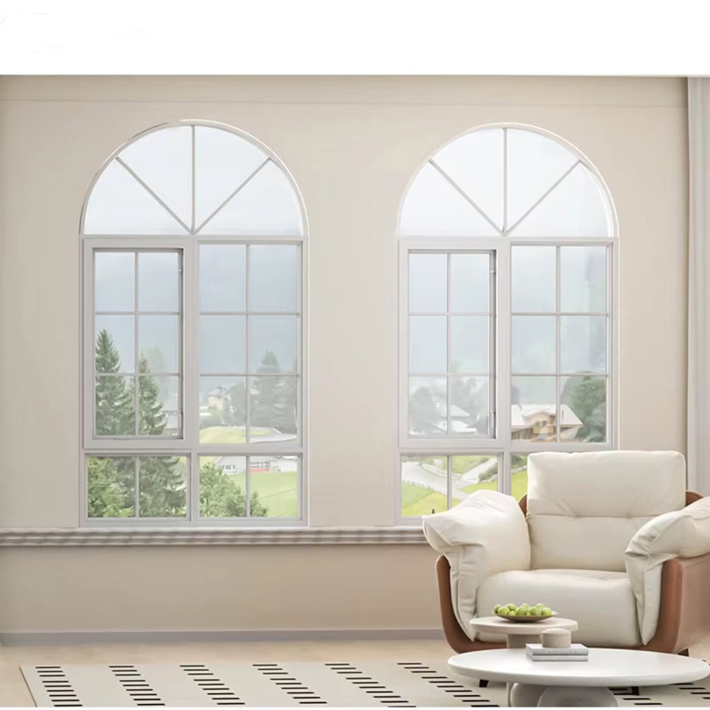curved-top retro Cretan-style aluminum window