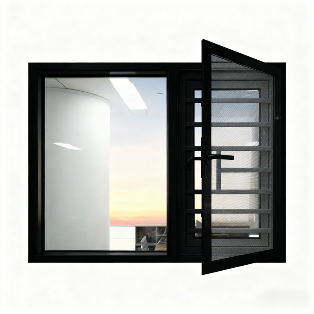 built-in security bar aluminium casement windows