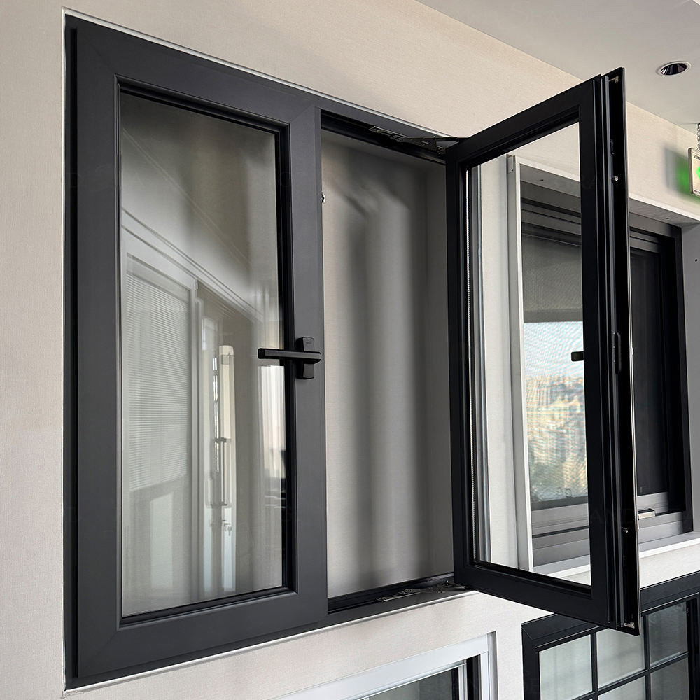 Narrow Frame Integrated Mesh Thermal Break Aluminium Casement Window