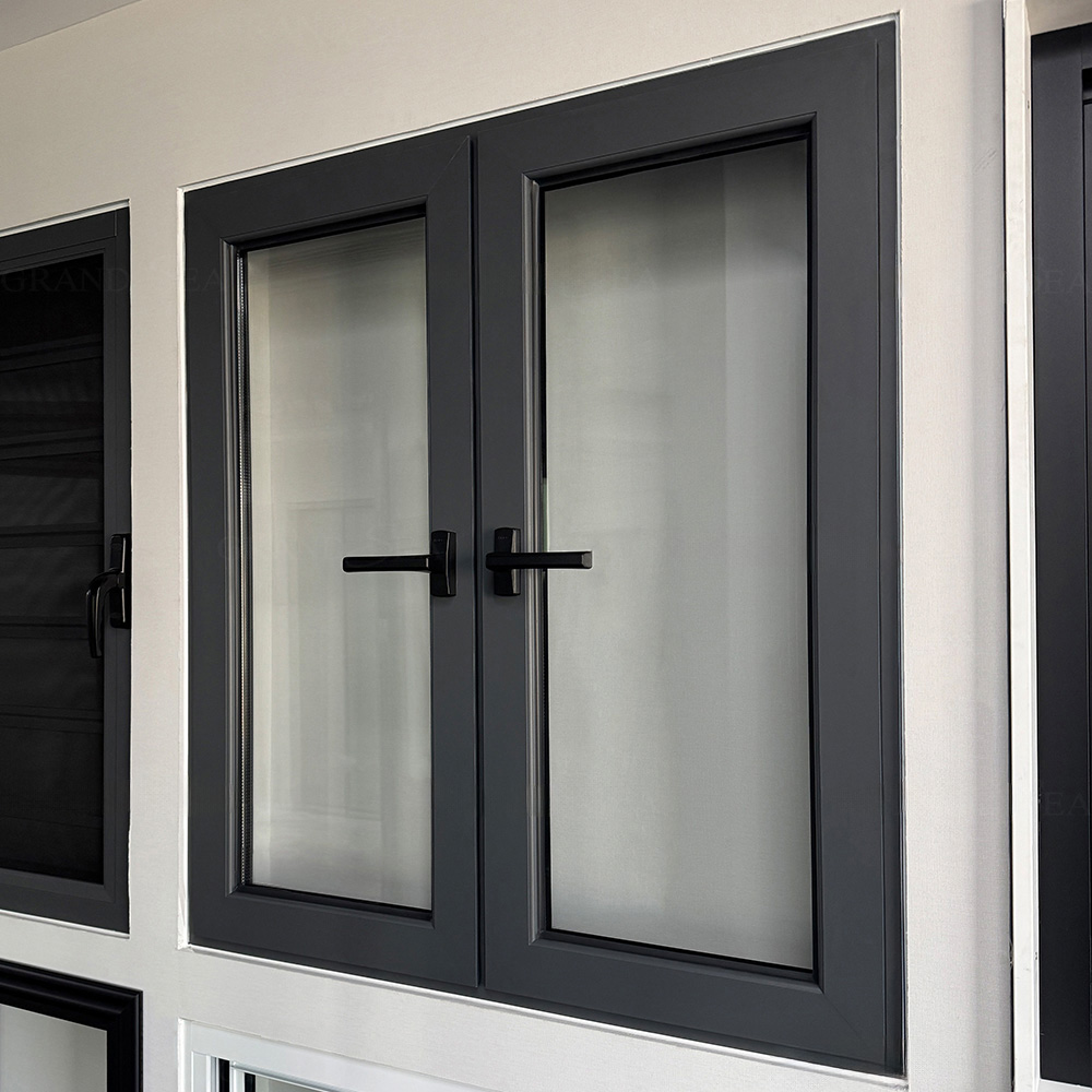Narrow Frame Integrated Mesh Thermal Break Aluminium Casement Window
