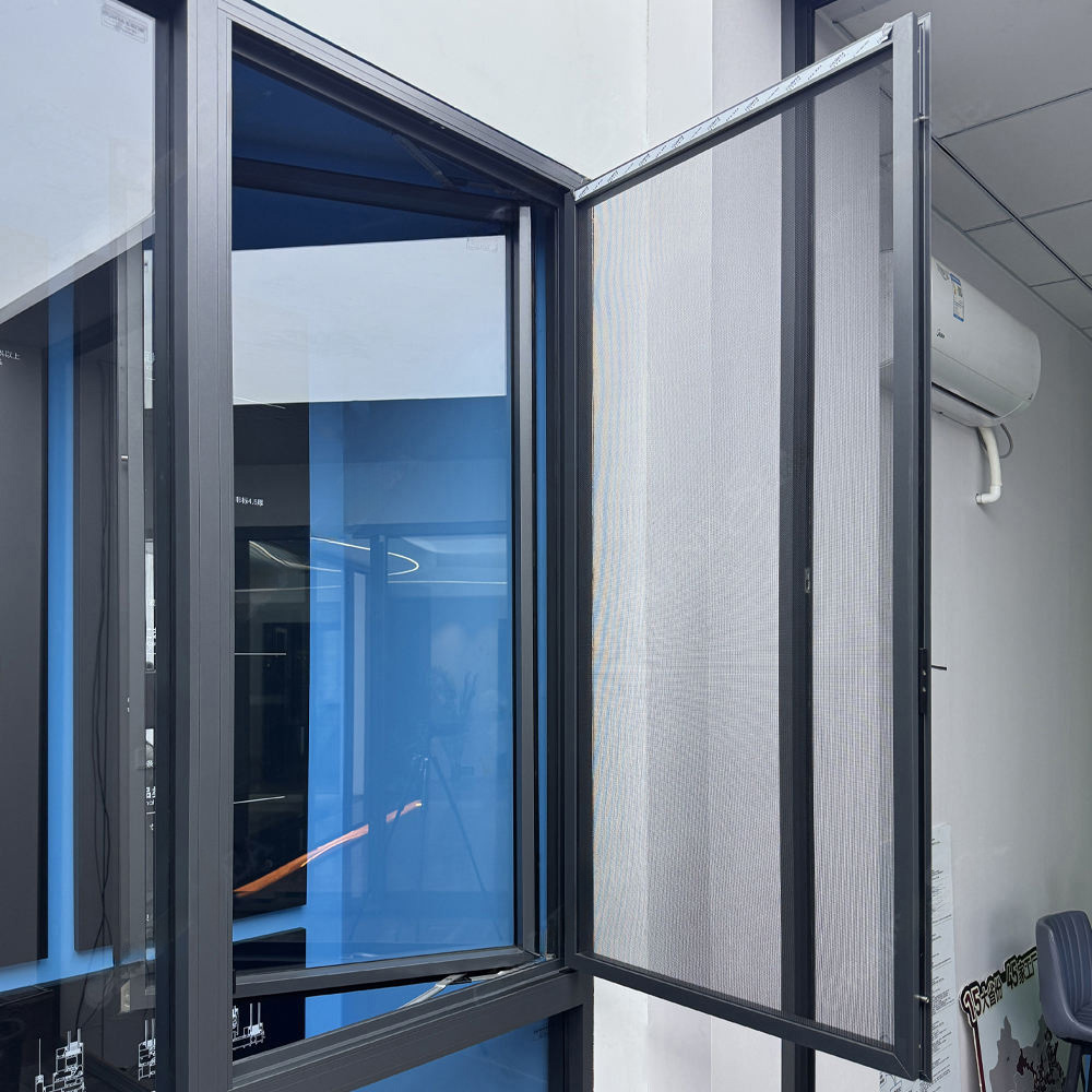 Double Sash Outward Aluminium Casement Window With Detachable Independent Fly Screen