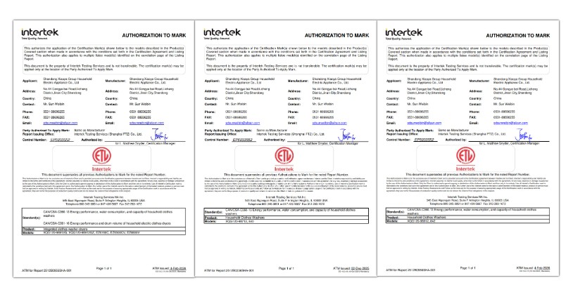 图片8 New Achievement Gained in International Certification! Two‑Model 12KG Plastic Tub Washing Machines from Xiaoya Receive US‑Canada ETL Certification