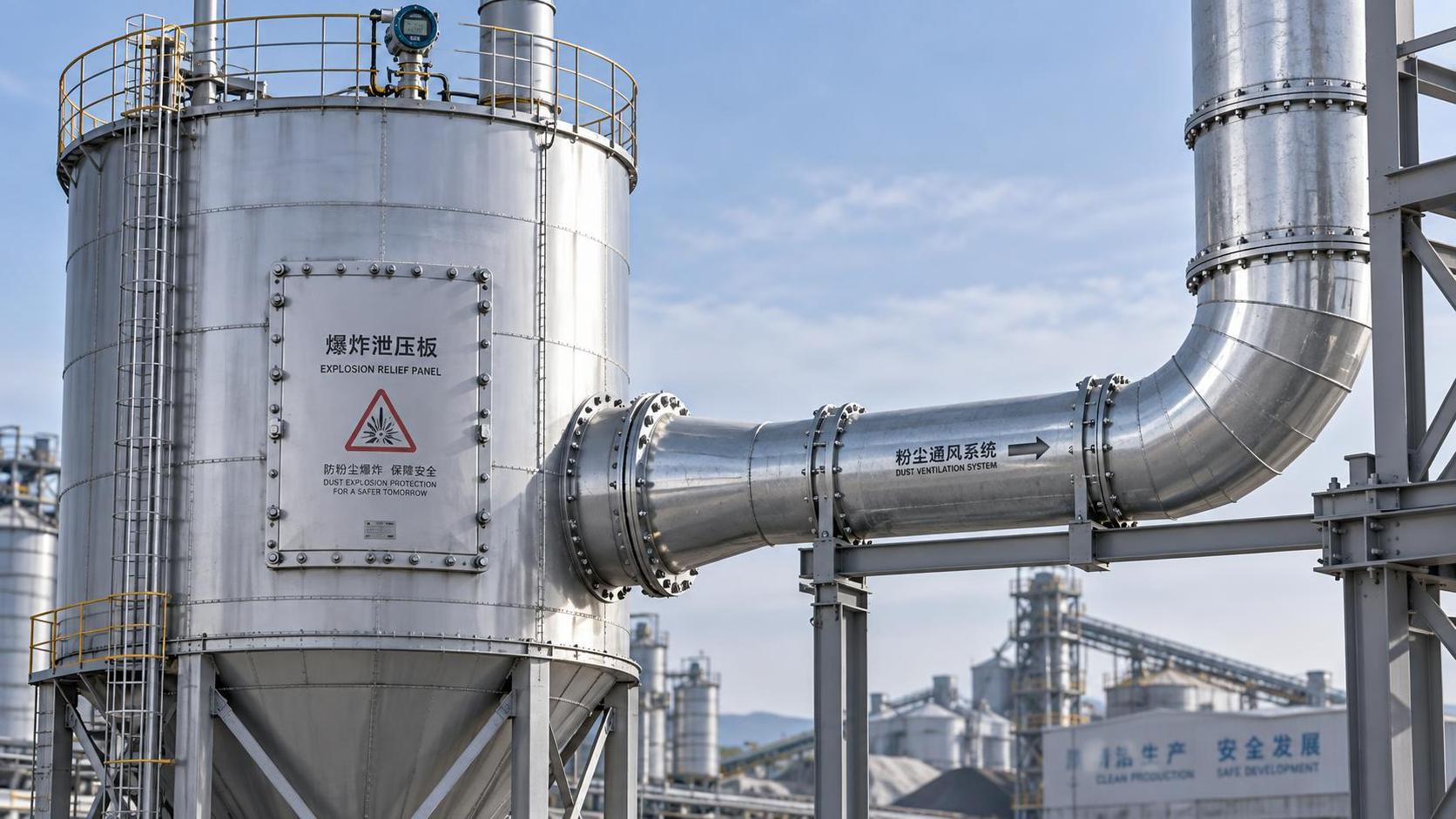 Do dry bulk storage silos need explosion venting when handling combustible powders?