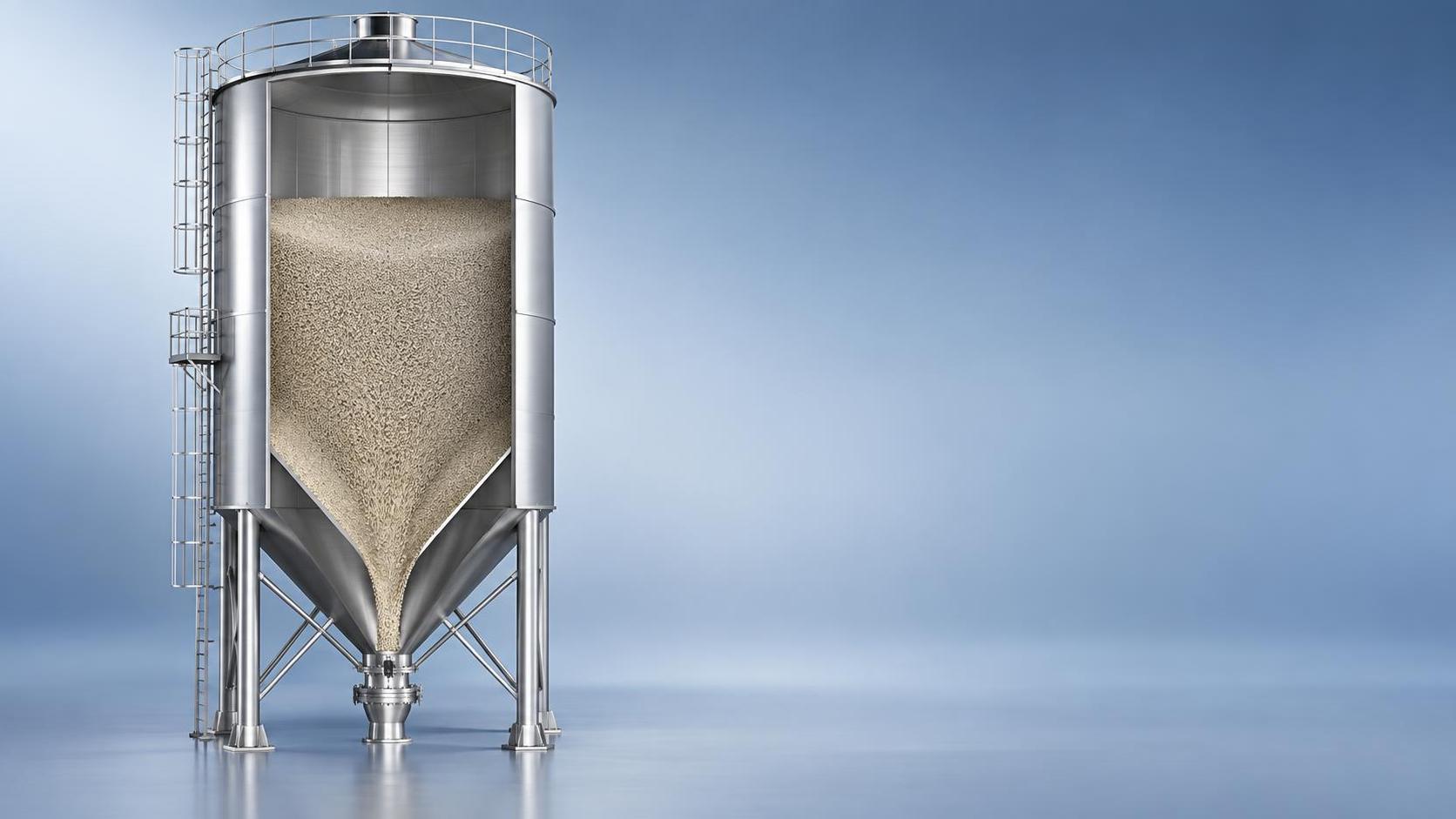 How does silo aspect ratio influence discharge reliability in dry bulk storage applications?