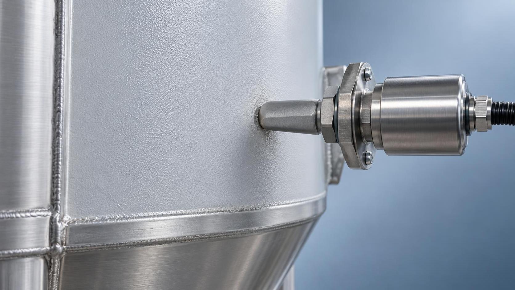 How do vibration-based level sensors perform in stainless steel silos with powder coating?
